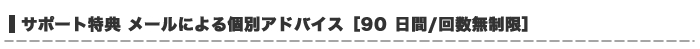 サポート特典　メールによる個別アドバイス［90 日間/回数無制限］